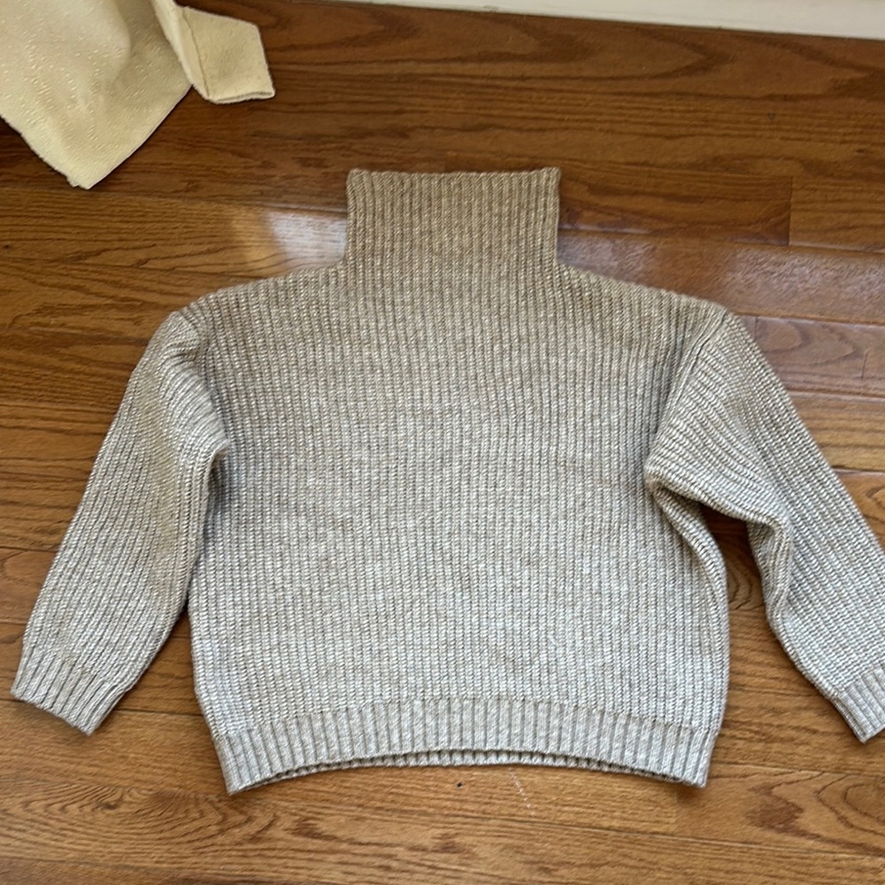 By Together Cream Cowl Neck Sweater with Ribbed Knit